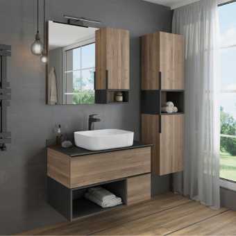 Мебель для ванной Comforty Штутгарт 90 подвесная, дуб темно-коричневый