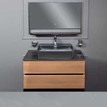 Мебель для ванной Armadi Art Vallessi 100 со столешницей антрацит, дуб темный