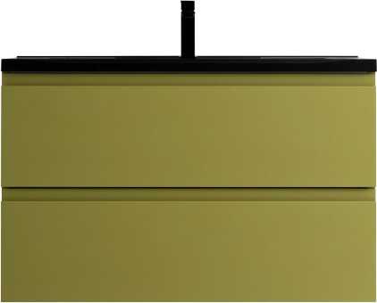 Тумба с раковиной Art&Max Bianchi 100 подвесная, оливковая, черная раковина