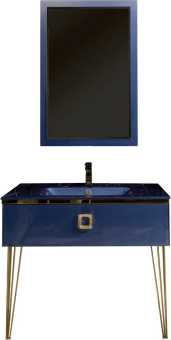 Мебель для ванной Armadi Art Lucido 100, насыщенный синий, раковина 852-100-BL, ножки золото