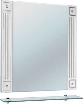 Зеркало Bellezza Венеция Люкс 75 белое патина серебро, с полкой