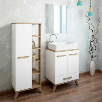 Мебель для ванной Sanflor Ингрид 60, белый матовый, швейцарский вяз