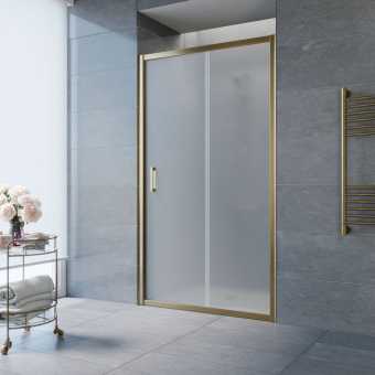 Душевая дверь в нишу Vegas Glass ZP NOVO 135 05 10 135 см, профиль бронза, стекло сатин