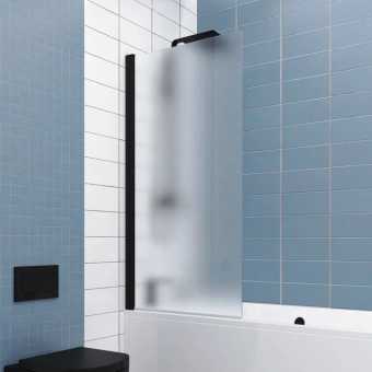Шторка на ванну Kubele DE020 DE020P601-MAT-BLM- 65х150 150х65, профиль черный матовый, стекло матовое